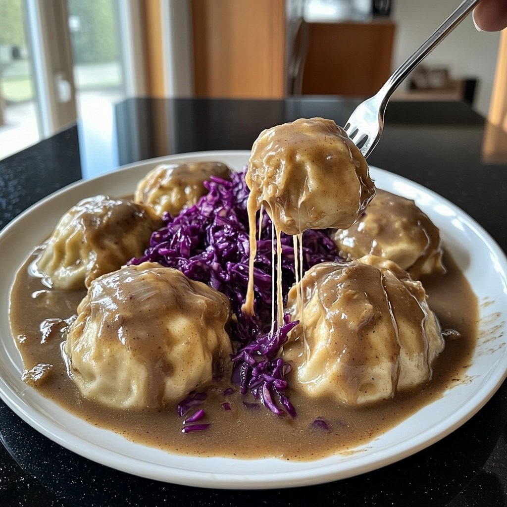 Brezenknödel mit Rotkohl