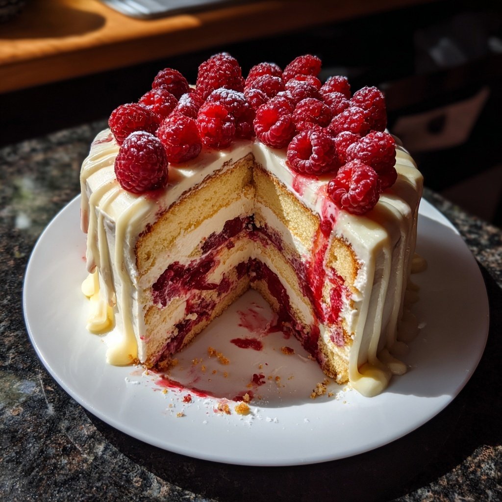 Einfache Himbeer-Vanille Torte