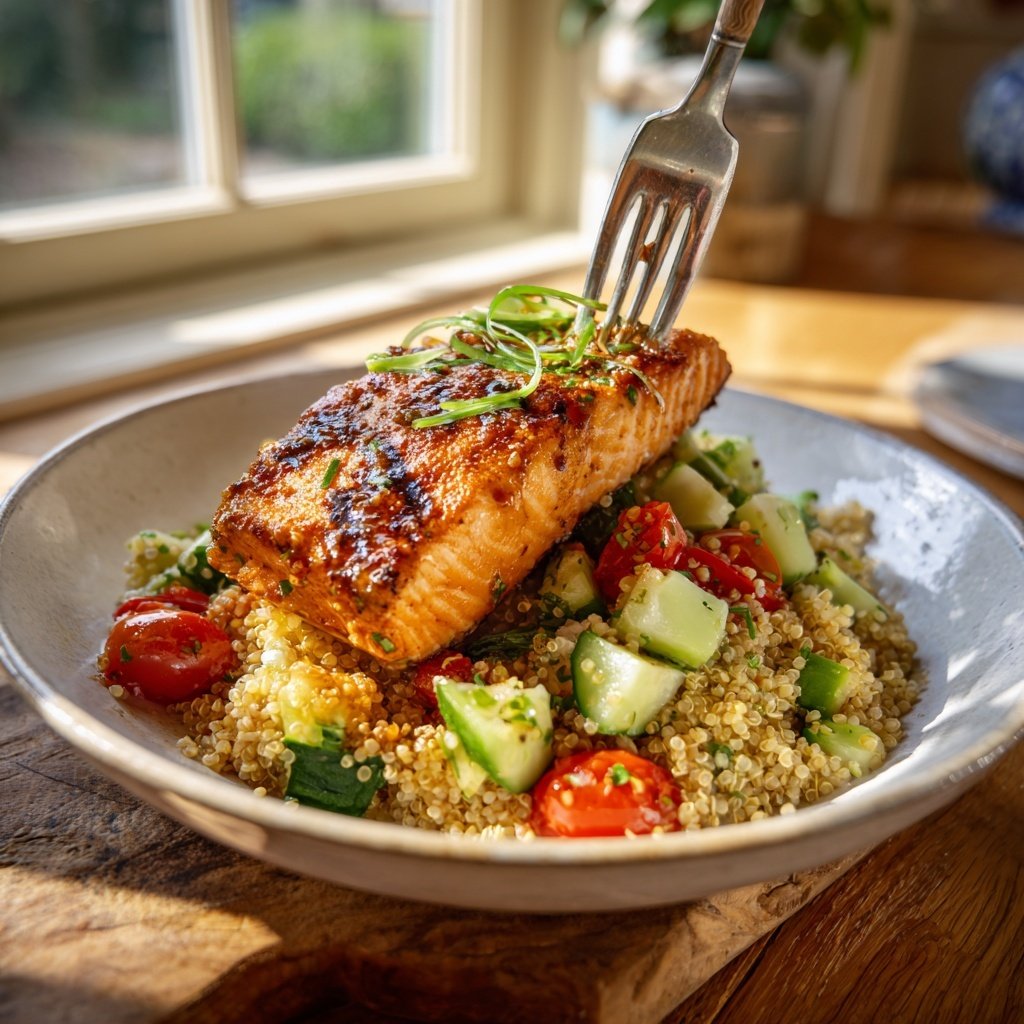 Gegrillter Lachs & Quinoa Schale