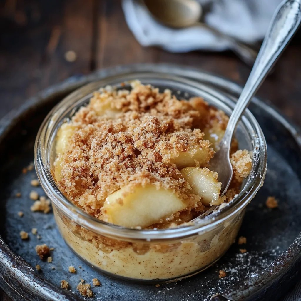 Bratapfel Apfel Crumble mit Vanilleeis