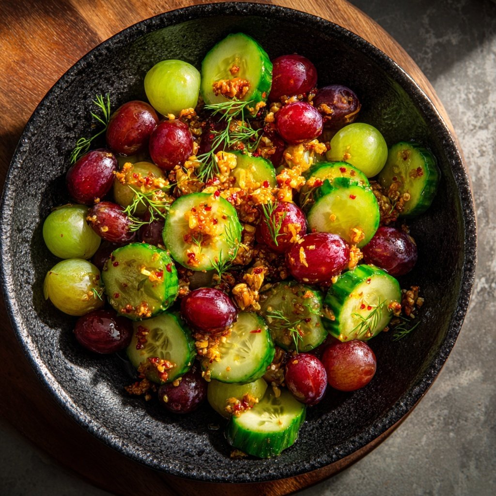 Knackiger Gurken-Trauben-Salat
