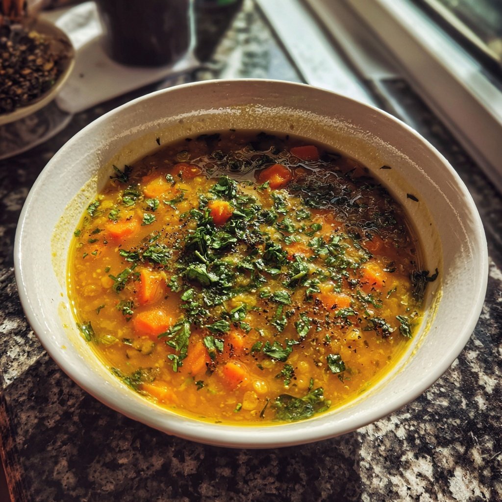 Linsensuppe mit frischen Kräutern