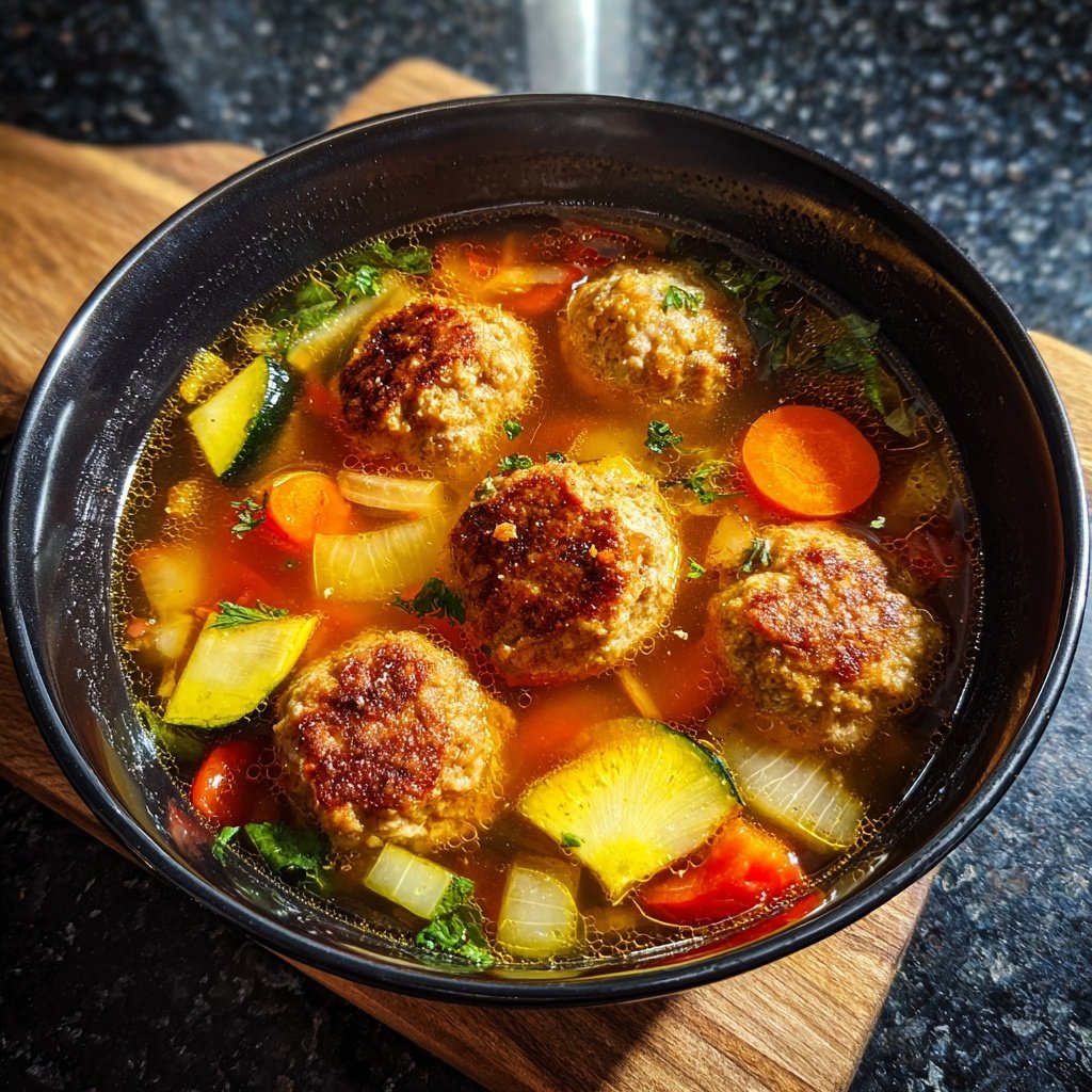 Fleischbällchen Suppe mit Saison Gemüse