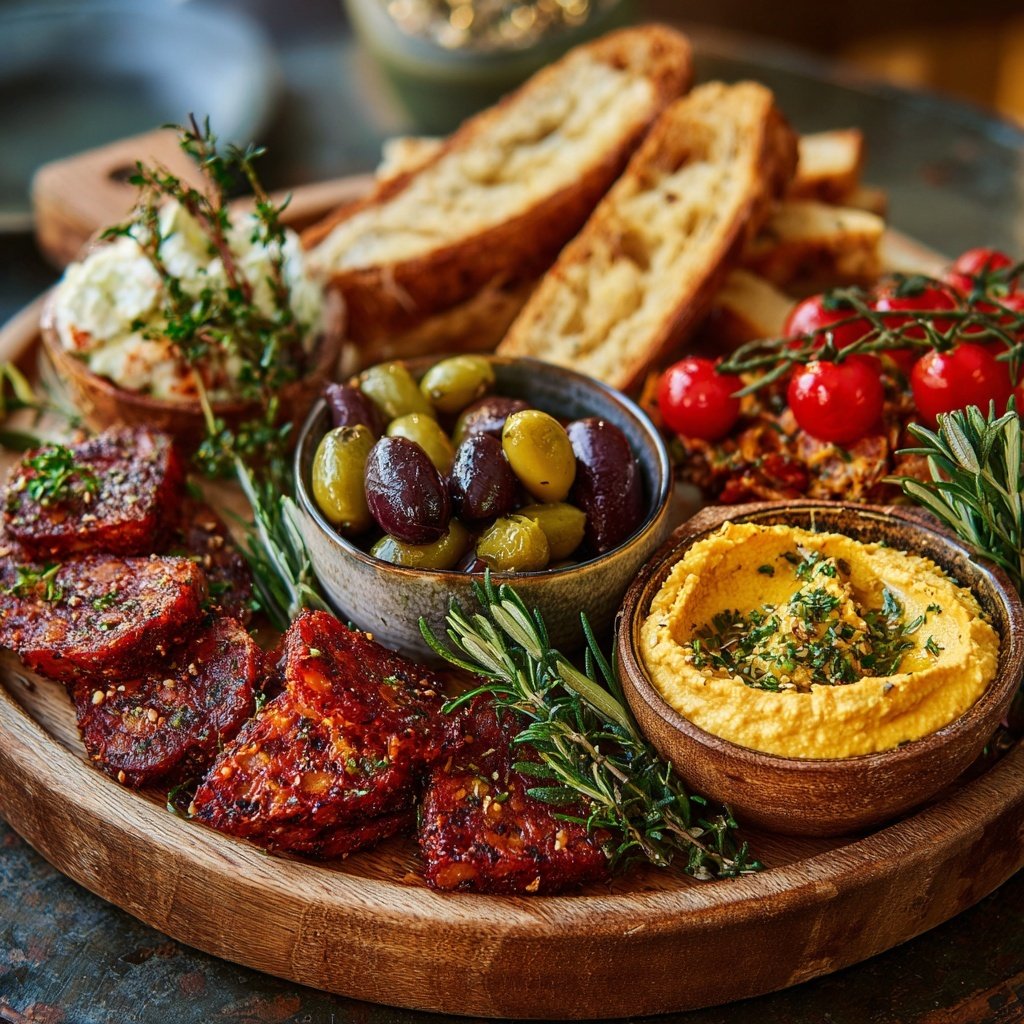 Silvester Tapas Platte mit Dips