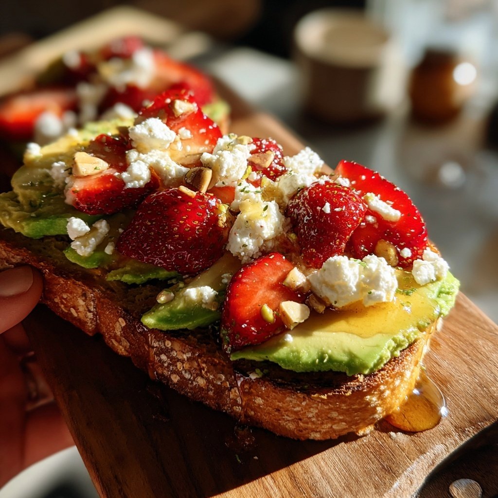 Avocado Erdbeer Toast mit Feta