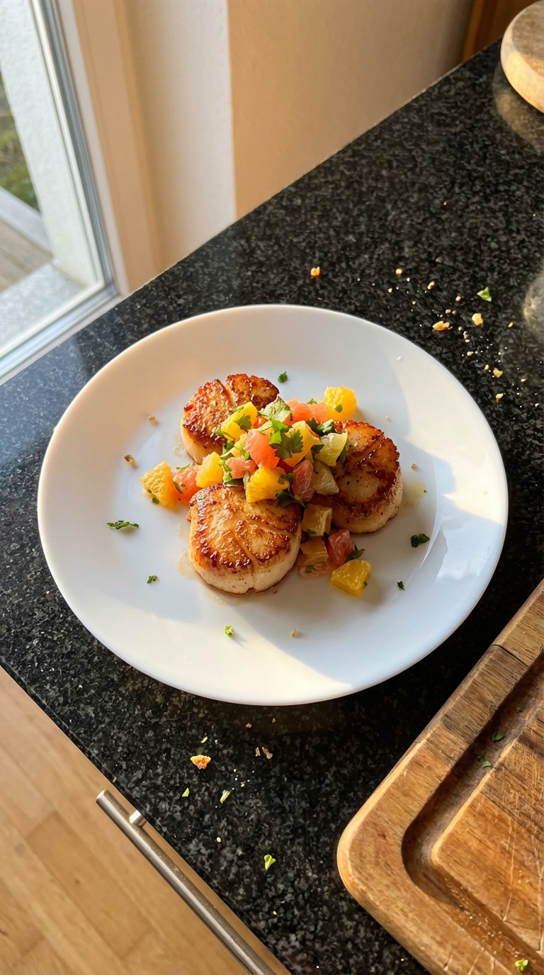 Gebratene Jakobsmuscheln mit Zitrus Salsa​