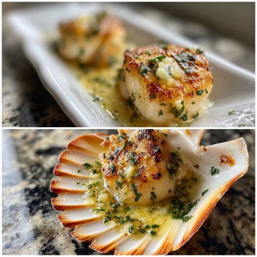 Jakobsmuscheln mit Zitrone Butter Knoblauch