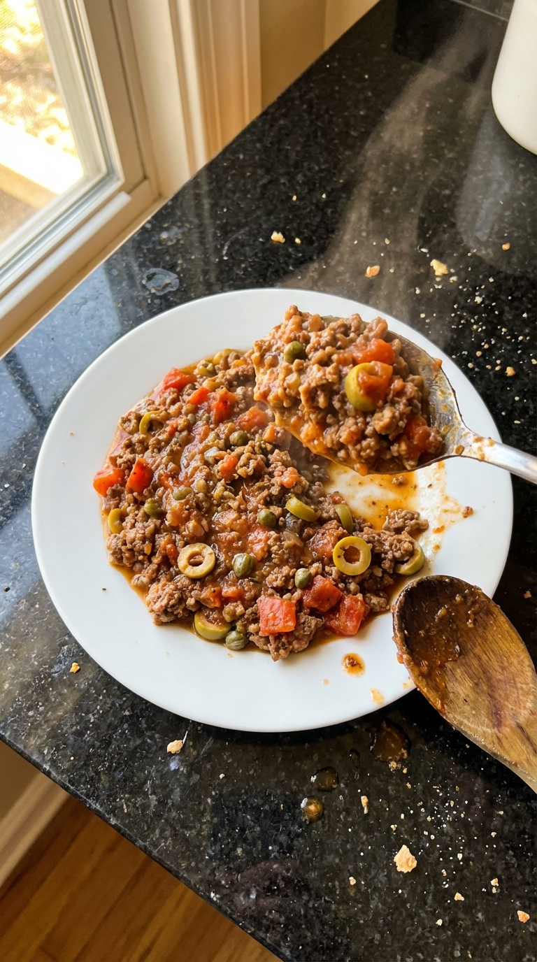 Picadillo mit herzhaften Beilagen