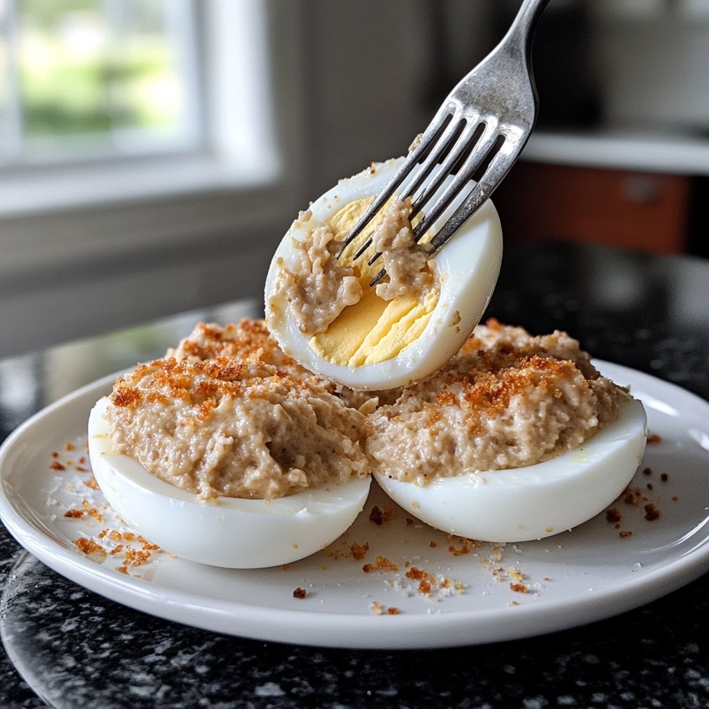 Sauerrahm Zwiebel gefüllte Eier