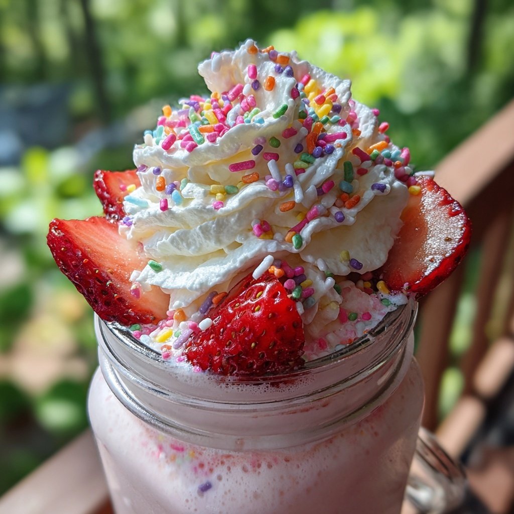 Verspielter Erdbeer-Shortcake-Milchshake