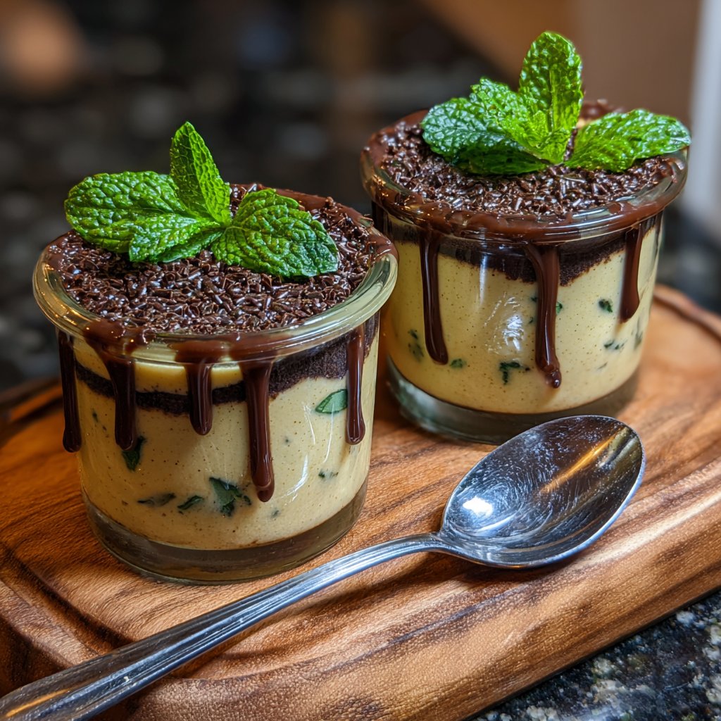 Minzschokolade Pudding Becher