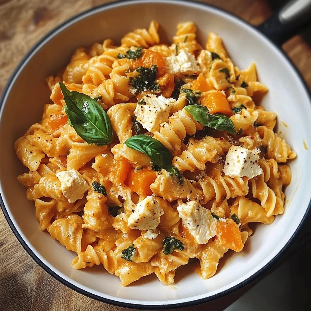 Schnelle Feta-Kürbis-Pasta