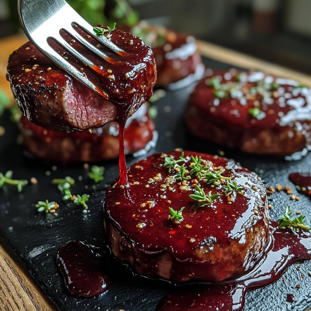 Hirschmedaillons mit Rotweinsauce