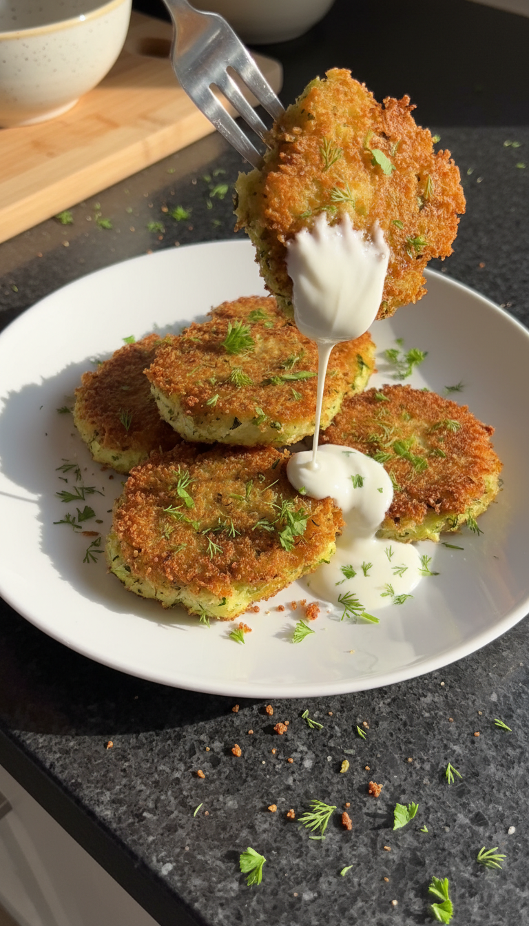 Zucchini Puffer mit Joghurt
