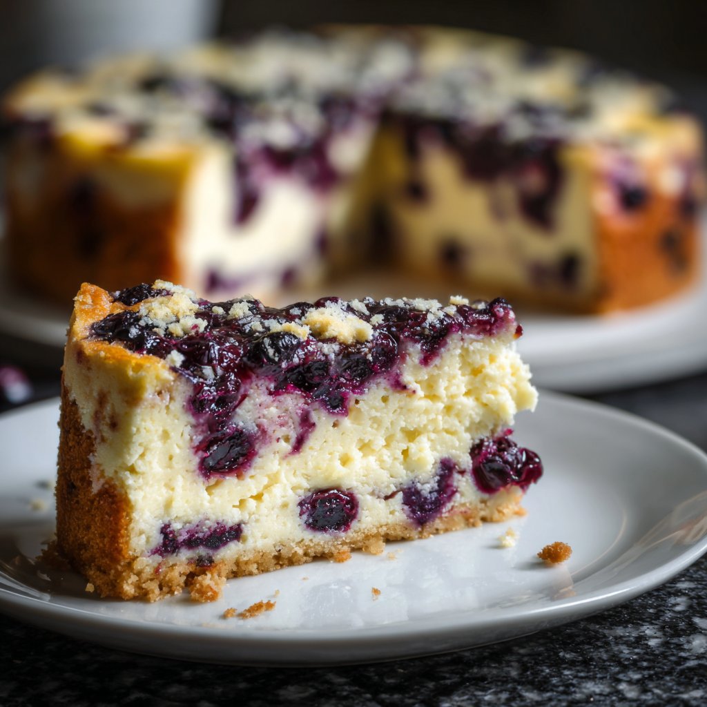 Blaubeer Zitrone Hüttenkäse Kuchen