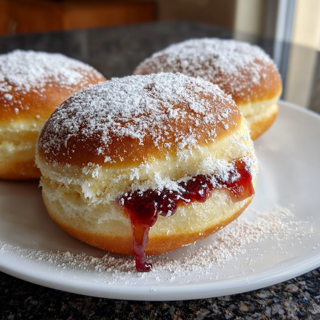 Weiche, mit Marmelade gefüllte Berliner