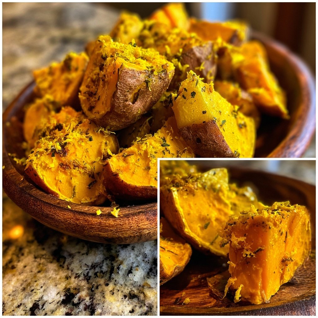 Heilende Kurkuma Süßkartoffeln Zitrone