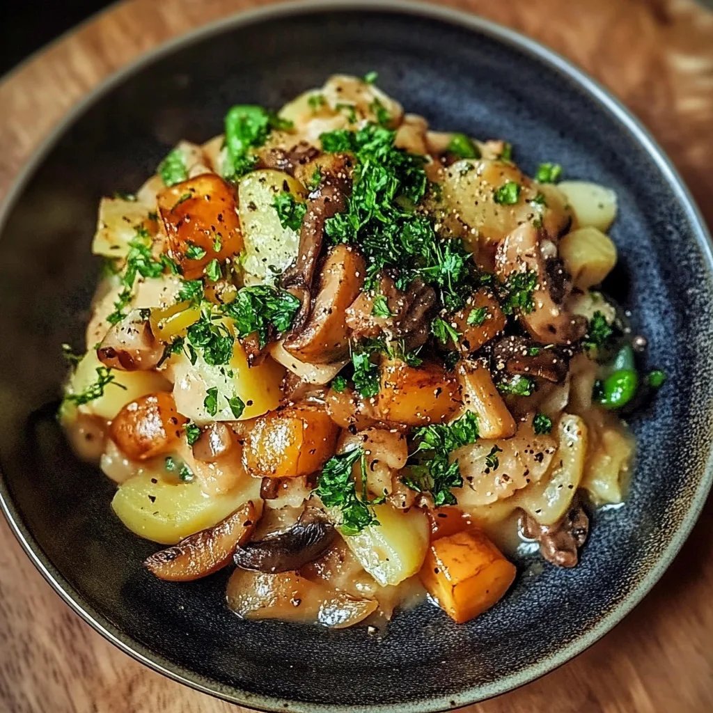 Pilzpfanne mit Rosenkohl & Kartoffelpüree