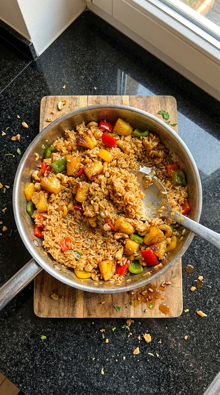 Würzige Ananas Reis Pfanne