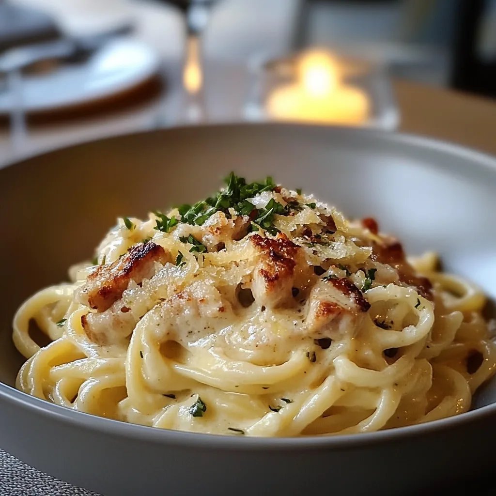 Knuspriges Hähnchen mit cremiger Pasta