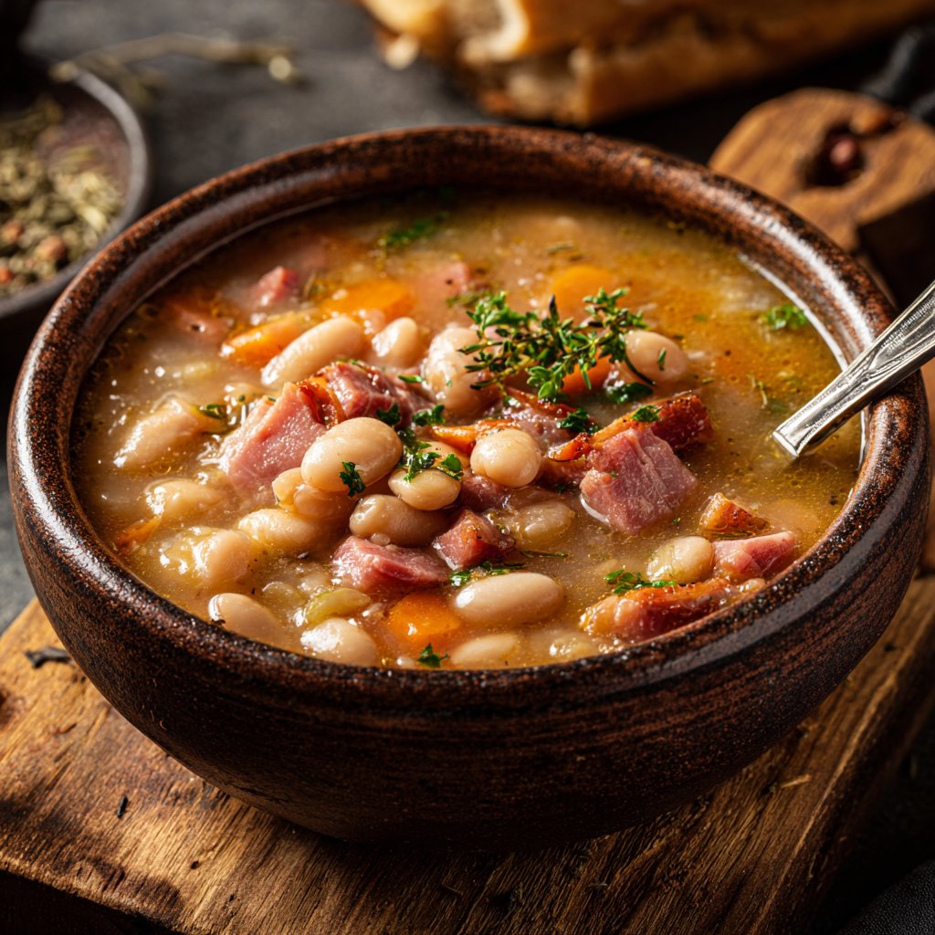 Schinken-Bohnen-Suppe mit Kräutern der Provence